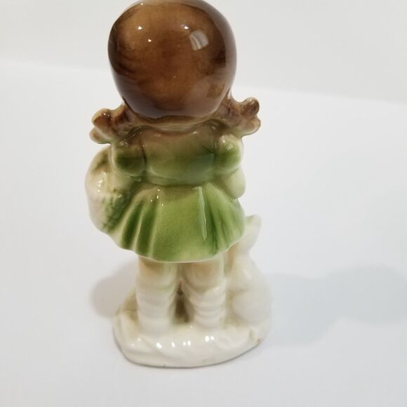 Vintage Fine Porcelain Japan Boy w/Lamb & Little Girl w/Cat 4.5'H Figurines - Picture 6 of 6